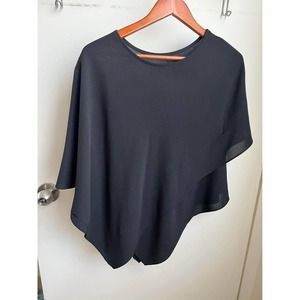 Black Crepe-like Layered Blouse Top